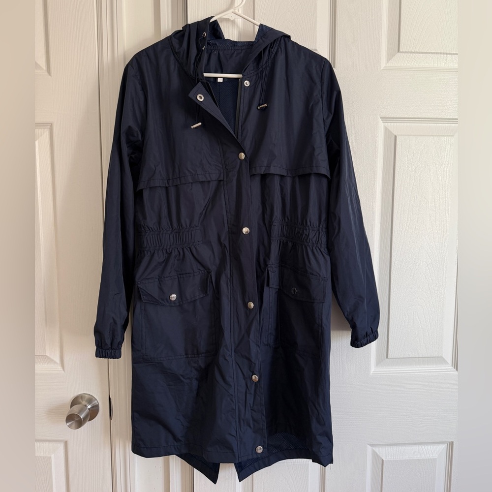 Women's Navy Raincoat Jacket